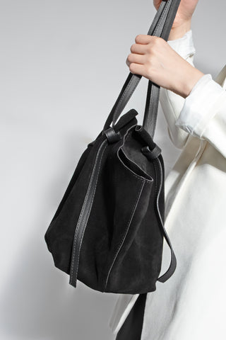 Kadın Hakiki Deri Omuz Çantası Yorita - Siyah Süet