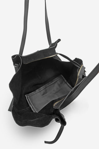 Kadın Hakiki Deri Omuz Çantası Yorita - Siyah Süet