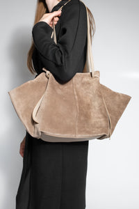 Kadın Hakiki Deri Omuz Çantası Yorita - Vizon Süet