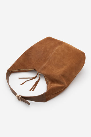 Kadın Hakiki Deri Omuz Çantası Avelin - Taba Süet