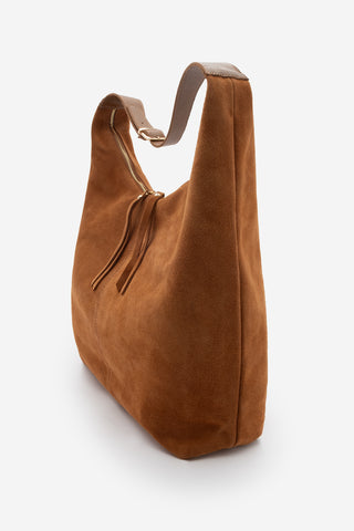 Kadın Hakiki Deri Omuz Çantası Avelin - Taba Süet