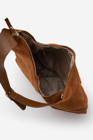 Kadın Hakiki Deri Omuz Çantası Avelin - Taba Süet