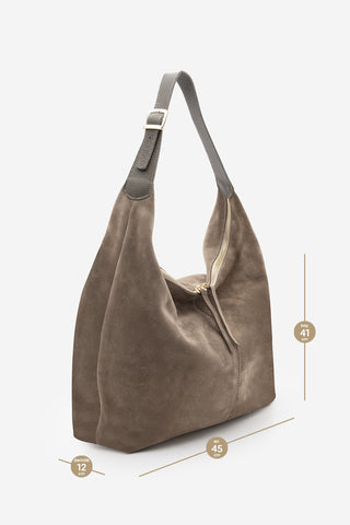 Kadın Hakiki Deri Omuz Çantası Avelin - Vizon Süet