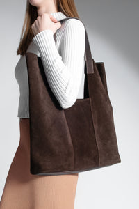 Kadın Hakiki Deri Omuz Çantası Filun - Kahve Süet