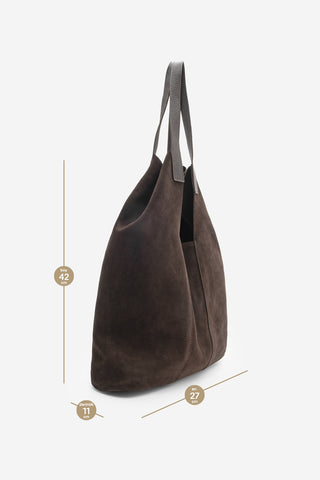 Kadın Hakiki Deri Omuz Çantası Filun - Kahve Süet