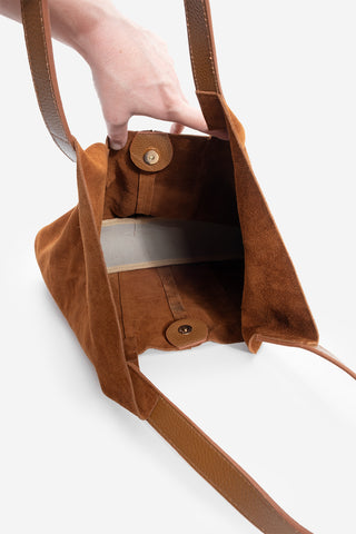 Kadın Hakiki Deri Omuz Çantası Filun - Taba Süet