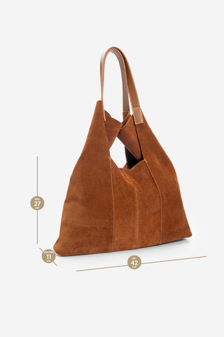 Kadın Hakiki Deri Omuz Çantası Filun - Taba Süet