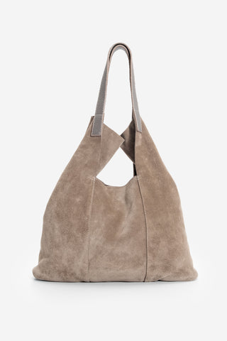 Kadın Hakiki Deri Omuz Çantası Filun - Vizon Süet