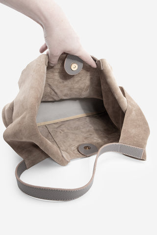 Kadın Hakiki Deri Omuz Çantası Filun - Vizon Süet