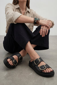 Kadın Hakiki Deri Günlük Terlik Rontes - Siyah