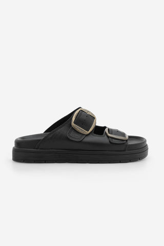 Kadın Hakiki Deri Günlük Terlik Rontes - Siyah