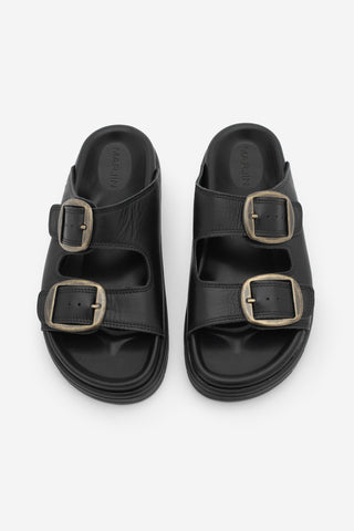 Kadın Hakiki Deri Günlük Terlik Rontes - Siyah