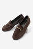 Kadın Hakiki Deri Zincirli Loafer Ayakkabı Tanle - Kahve Süet