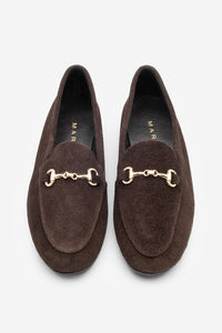 Kadın Hakiki Deri Zincirli Loafer Ayakkabı Tanle - Kahve Süet