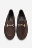 Kadın Hakiki Deri Zincirli Loafer Ayakkabı Tanle - Kahve Süet