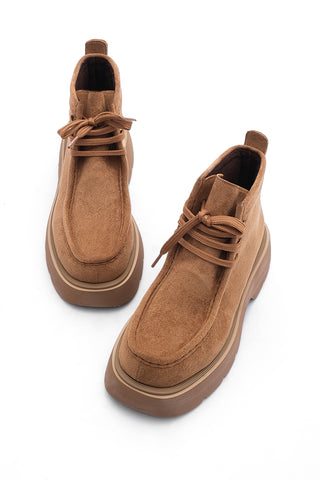 Kadın Kalın Eva Taban Günlük Bot Ruske - Taba Süet