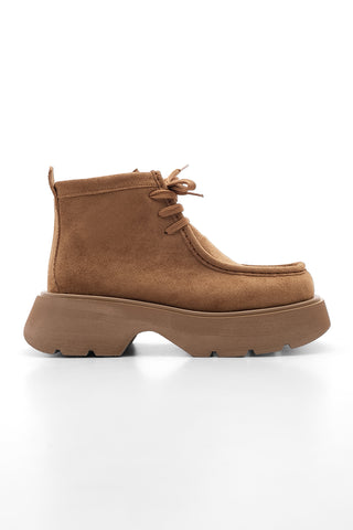 Kadın Kalın Eva Taban Günlük Bot Ruske - Taba Süet