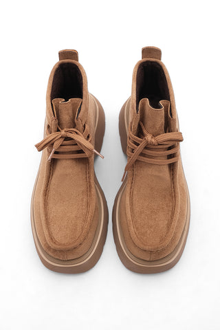 Kadın Kalın Eva Taban Günlük Bot Ruske - Taba Süet