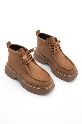 Kadın Kalın Eva Taban Günlük Bot Ruske - Taba Süet