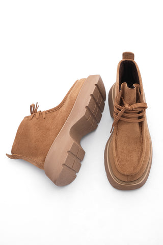 Kadın Kalın Eva Taban Günlük Bot Ruske - Taba Süet