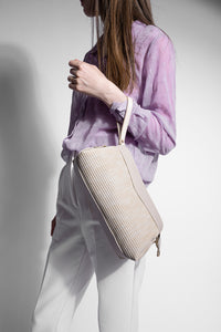 Kadın Hasır Görünümlü Clutch & Portföy El Ve Omuz Çantası Amarte - Ekru