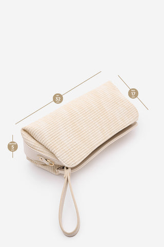 Kadın Hasır Görünümlü Clutch & Portföy El Ve Omuz Çantası Amarte - Ekru