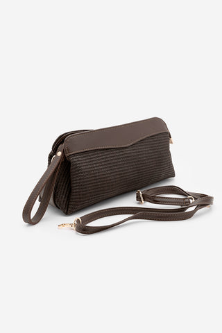 Kadın Hasır Görünümlü Clutch & Portföy El Ve Omuz Çantası Amarte - Kahve