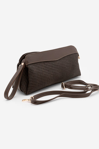 Kadın Hasır Görünümlü Clutch & Portföy El Ve Omuz Çantası Amarte - Kahve