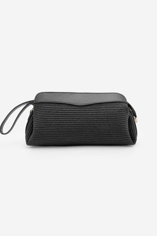 Kadın Hasır Görünümlü Clutch & Portföy El Ve Omuz Çantası Amarte - Siyah