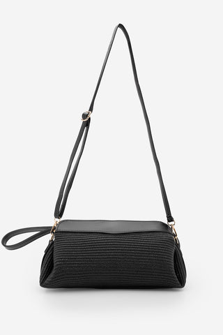 Kadın Hasır Görünümlü Clutch & Portföy El Ve Omuz Çantası Amarte - Siyah