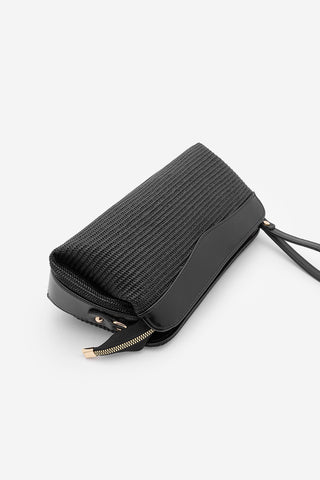 Kadın Hasır Görünümlü Clutch & Portföy El Ve Omuz Çantası Amarte - Siyah