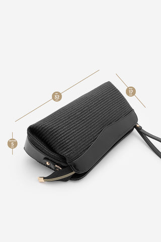 Kadın Hasır Görünümlü Clutch & Portföy El Ve Omuz Çantası Amarte - Siyah