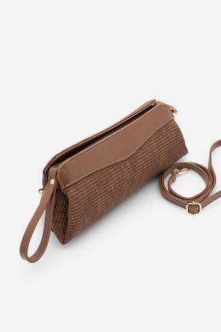 Kadın Hasır Görünümlü Clutch & Portföy El Ve Omuz Çantası Amarte - Taba