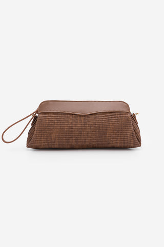 Kadın Hasır Görünümlü Clutch & Portföy El Ve Omuz Çantası Amarte - Taba