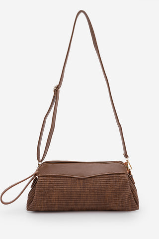 Kadın Hasır Görünümlü Clutch & Portföy El Ve Omuz Çantası Amarte - Taba