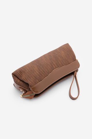 Kadın Hasır Görünümlü Clutch & Portföy El Ve Omuz Çantası Amarte - Taba