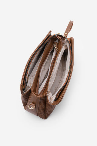 Kadın Hasır Görünümlü Clutch & Portföy El Ve Omuz Çantası Amarte - Taba