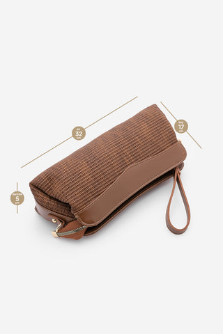 Kadın Hasır Görünümlü Clutch & Portföy El Ve Omuz Çantası Amarte - Taba