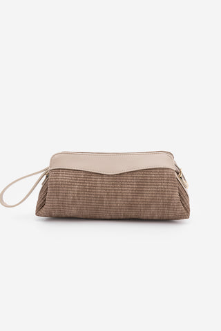Kadın Hasır Görünümlü Clutch & Portföy El Ve Omuz Çantası Amarte - Vizon