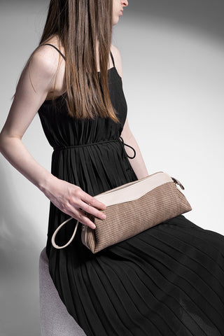 Kadın Hasır Görünümlü Clutch & Portföy El Ve Omuz Çantası Amarte - Vizon