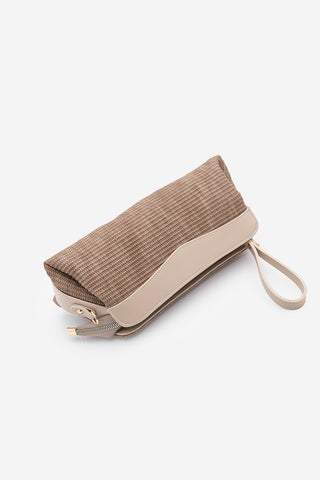 Kadın Hasır Görünümlü Clutch & Portföy El Ve Omuz Çantası Amarte - Vizon
