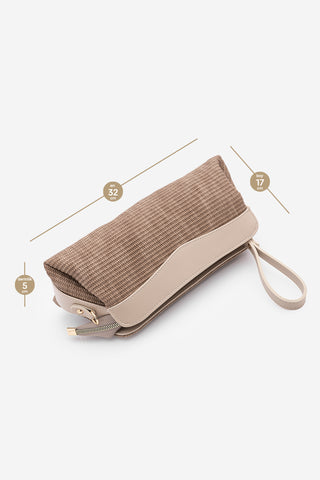 Kadın Hasır Görünümlü Clutch & Portföy El Ve Omuz Çantası Amarte - Vizon