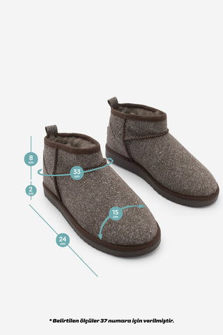 Kadın İçi Kürklü Günlük Bot Pasep - Kahve