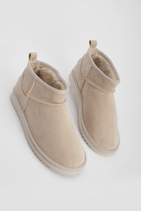 Kadın İçi Kürklü Günlük Bot Pasep - Bej Süet