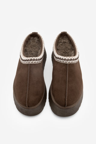 Kadın İçi Kürklü Günlük Kışlık Terlik Furenta - Kahve Süet