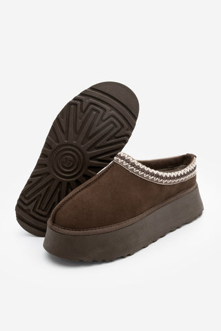 Kadın İçi Kürklü Günlük Kışlık Terlik Furenta - Kahve Süet