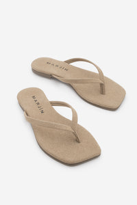 Kadın Parmak Arası Günlük Terlik Nelvin - Bej Süet