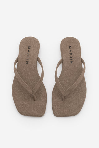 Kadın Parmak Arası Günlük Terlik Nelvin - Vizon Süet