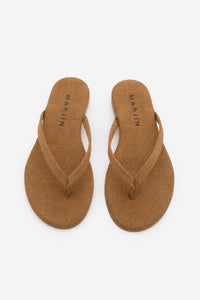 Kadın Parmak Arası Günlük Terlik Navisa - Taba Süet