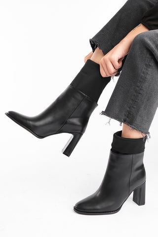 Kadın Topuklu Bot Likra Sofila - Siyah